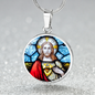 Sacred Heart of Jesus stained glass pendant necklace