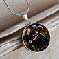 St Anne and Virgin Mary stained glass circle pendant necklace