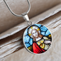Sacred Heart of Jesus stained glass pendant necklace
