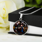 St Anne and Virgin Mary stained glass circle pendant necklace