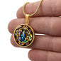 Confirmation Stained Glass circle pendant necklace