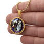 The Vision of Our Lady of Lourdes circle pendant necklace