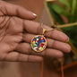 Annunciation to the Shepards Stained Glass ShineOn Circle Cirlcle pendant necklace NEW