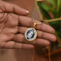 St Benedict circle pendant necklace Front Black