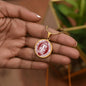 St Benedict circle pendant necklace Front Maroon