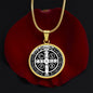 St Benedict circle pendant necklace Back Black
