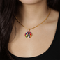 Annunciation to the Shepards Stained Glass ShineOn Circle Cirlcle pendant necklace NEW