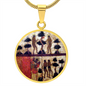 Adam and Eve Manuscript circle pendant necklace