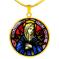 Seven Sorrows Mary circle pendant necklace