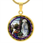 The Vision of Our Lady of Lourdes circle pendant necklace