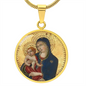 Catholic Virgin Mary and baby Jesus ShineOn Cirlcle pendant necklace NEW