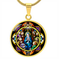Confirmation Stained Glass circle pendant necklace