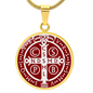 St Benedict circle pendant necklace Back Maroon