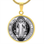 St Benedict circle pendant necklace Front Black