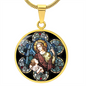 Guardian Angel Stained Glass Circle NEW Cirlcle pendant necklace NEW