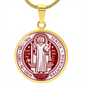 St Benedict circle pendant necklace Front Maroon