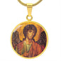 Archangel Michael circle pendant necklace