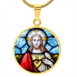 Sacred Heart of Jesus stained glass pendant necklace