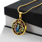 Confirmation Stained Glass circle pendant necklace