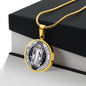 St Benedict circle pendant necklace Front Black
