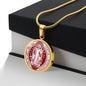 St Benedict circle pendant necklace Front Maroon