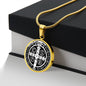 St Benedict circle pendant necklace Back Black