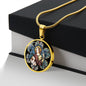 Guardian Angel Stained Glass Circle NEW Cirlcle pendant necklace NEW