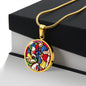 Annunciation to the Shepards Stained Glass ShineOn Circle Cirlcle pendant necklace NEW