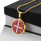 St Benedict circle pendant necklace Back Maroon