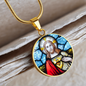 Sacred Heart of Jesus stained glass pendant necklace