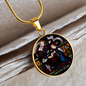 St Anne and Virgin Mary stained glass circle pendant necklace