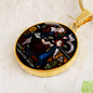 St Anne and Virgin Mary stained glass circle pendant necklace