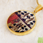 Adam and Eve Manuscript circle pendant necklace