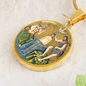 Baptism of Jesus Mozaic circle pendant necklace