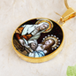St Anna and Virgin Mary circle pendant necklace