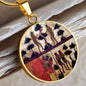 Adam and Eve Manuscript circle pendant necklace