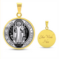 St Benedict circle pendant necklace Front Black