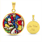 Annunciation to the Shepards Stained Glass ShineOn Circle Cirlcle pendant necklace NEW