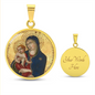 Catholic Virgin Mary and baby Jesus ShineOn Cirlcle pendant necklace NEW