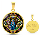 Confirmation Stained Glass circle pendant necklace