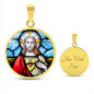 Sacred Heart of Jesus stained glass pendant necklace