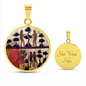 Adam and Eve Manuscript circle pendant necklace