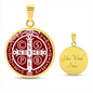 St Benedict circle pendant necklace Back Maroon