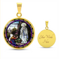 The Vision of Our Lady of Lourdes circle pendant necklace