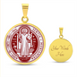 St Benedict circle pendant necklace Front Maroon