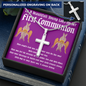 First Communion girl May Angels lead you