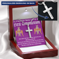 First Communion girl May Angels lead you