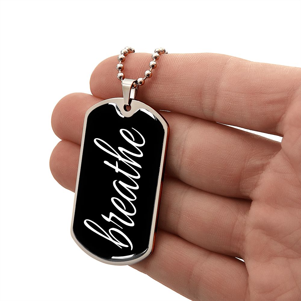 Breathe Dog Tag Military Pendant Necklace