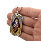 St Cecilia Stained Glass Dog Tag military ball chain