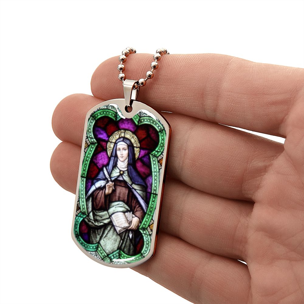 St Teresa of Avila dog tag necklace